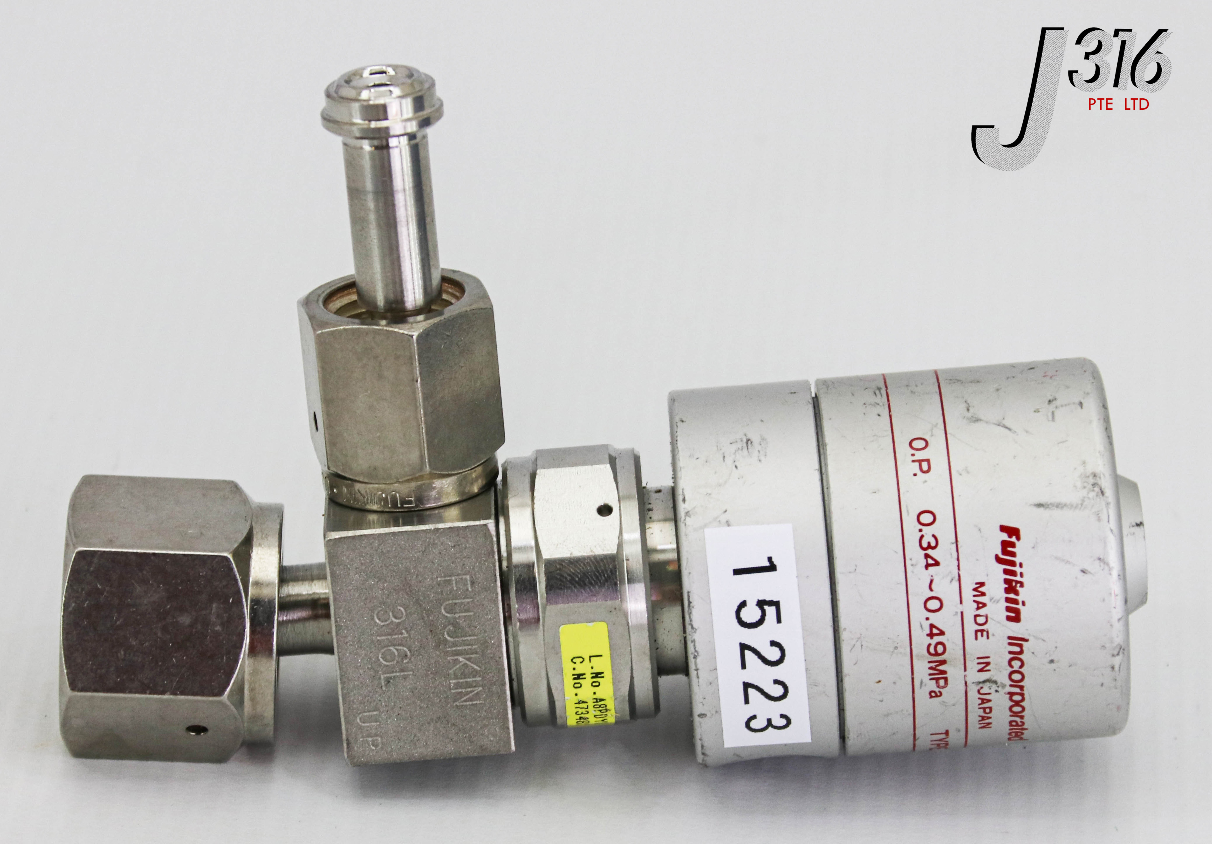 L15223 (LOT OF 20) FUJIKIN VALVE, TYPE N.C, O.P 0.34~0.49MPA